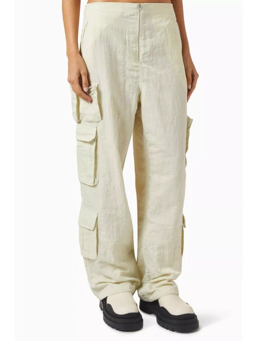 Kith Allyn Nylon Mid Rise Cargo parachute wide leg oversized pants 25 28" x 30"